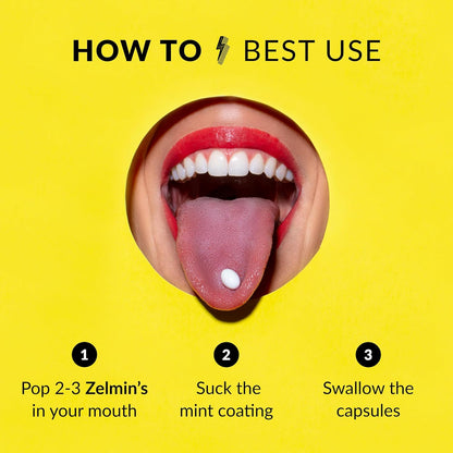 Zelmin's Minty Mouth Breath Freshener - (3 Pack) Long Lasting Bad Breath Treatment For Adults That Works With Your Gut - Bad Breath Pills Are Alcohol