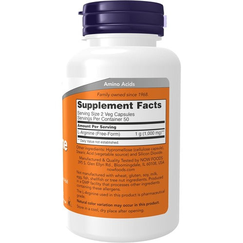 NOW Foods, L-Arginine, 500 mg, 100 Veg Capsules