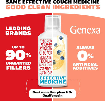 Genexa Kid’s Liquid Cough & Chest Congestion Medicine | Multi-Symptom Congestion Relief | Organic Blueberry Flavor | 4 Fluid Ounces