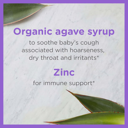 Zarbee's Baby Cough Syrup + Immune with Organic Agave & Zinc, Natural Grape Flavor, 2 fl oz