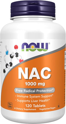 NOW Foods Supplements, NAC (N-Acetyl-Cysteine) 1,000 mg, Free Radical Protection*, 120 Tablets now