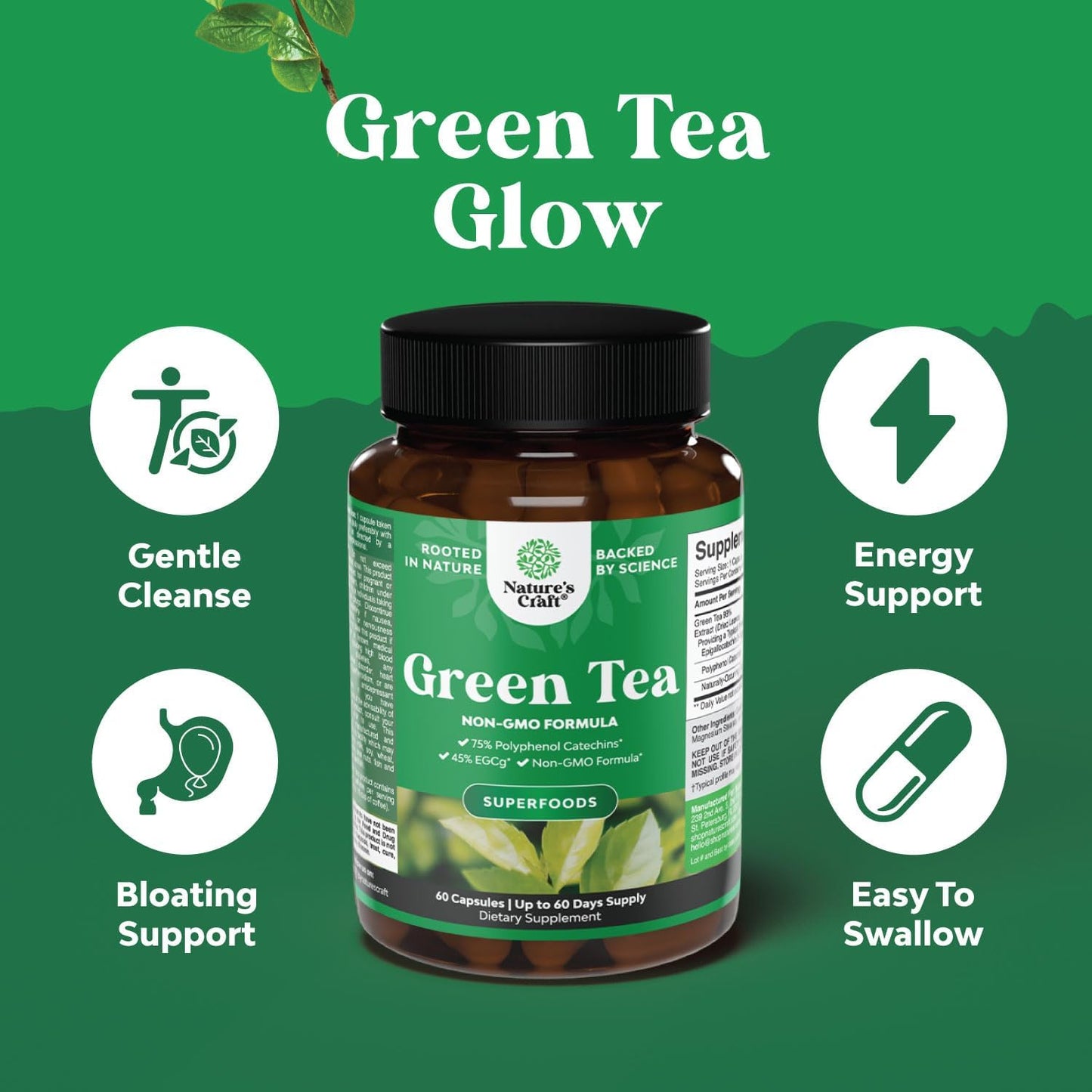 Nature's Craft Green Tea Fat Burner Supplement 60 Capsules