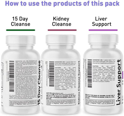 Youth & Tonic 3X Body Detox and Cleanse for Women & Men | Liver and Kidney Support & 15 Day Colon Cleanser to Repair Detoxify and Full Waste Loss | Supplement Pills