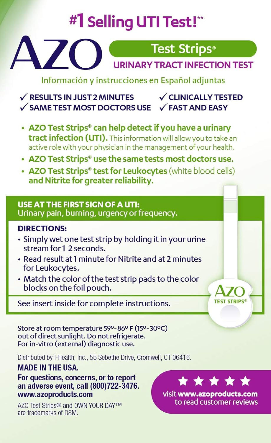 AZO Cranberry Urinary Tract Health Supplement & Urinary Tract Infection (UTI) Test Strips -  3 Count