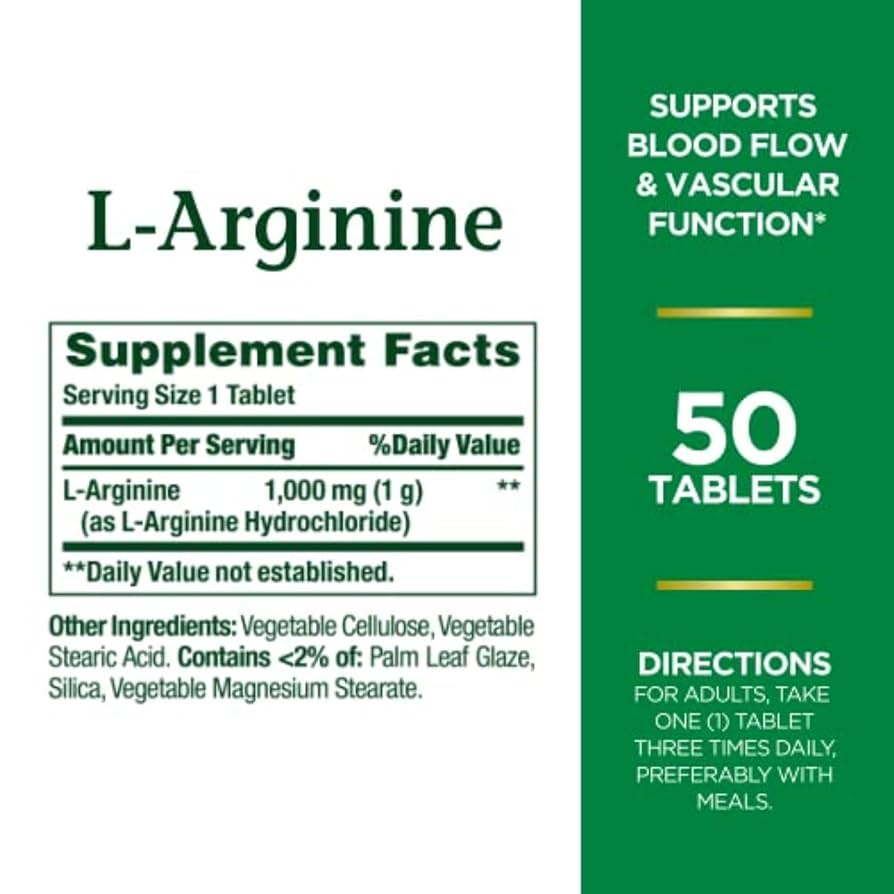 Nature’s Bounty L-Arginine 1000mg, 50 Tablets