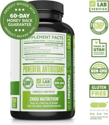 Zhou Green Tea Extract with EGCG, Metabolism, Natural Energy, Mental Focus, Immune Support, Antioxidant and Healthy Heart Formula, Non-GMO, Gluten Free, Money Back Guarantee, 120 Capsules Vitamins Depots