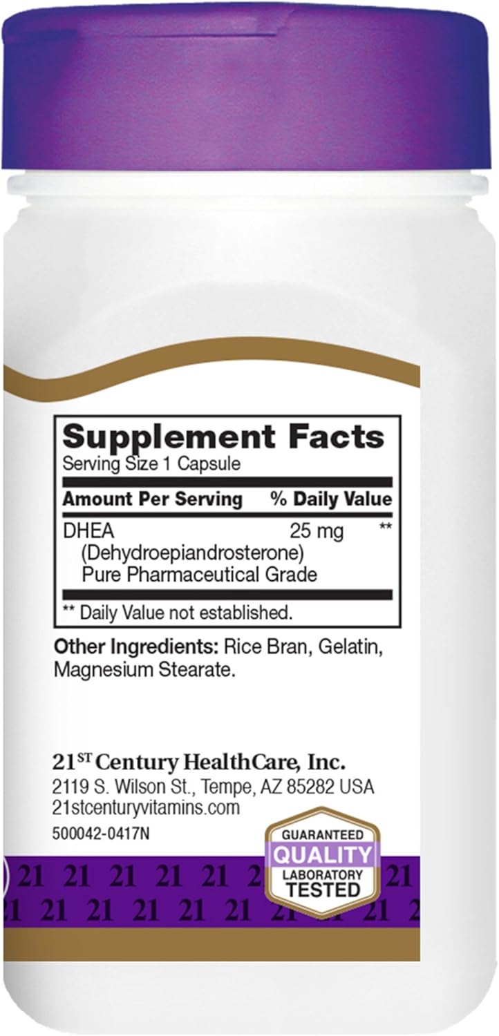 21st Century DHEA 25 mg Capsules, 90 Count