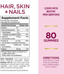 Nature's Bounty Optimal Solutions Hair, Skin& Nails.,2500 mcg, 80 Ct Nature's Bounty