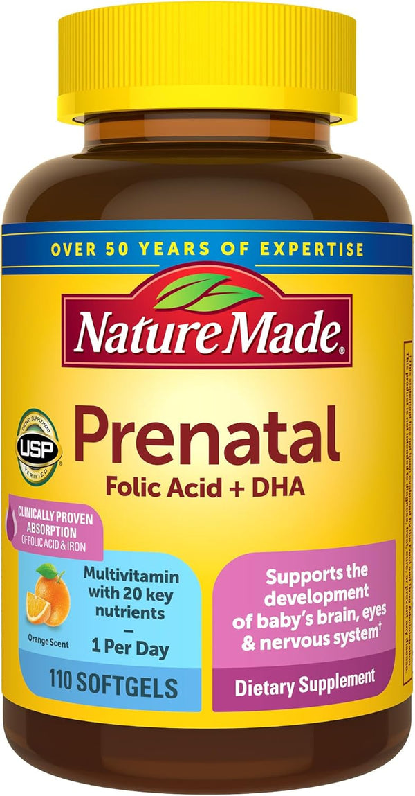 Nature Made Prenatal with Folic Acid + DHA, 110 Softgels Nature Made