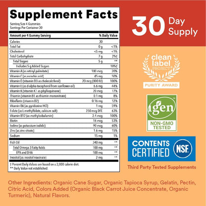 SmartyPants Kids Formula Daily Gummy Vitamins: Gluten Free, Multivitamin & Omega 3 Fish Oil (Dha/Epa), Methyl B12, Vitamin D3, Vitamin B6, 90 Count