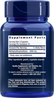 Life Extension MSM, 1000 mg, 100 Capsules Life Extension
