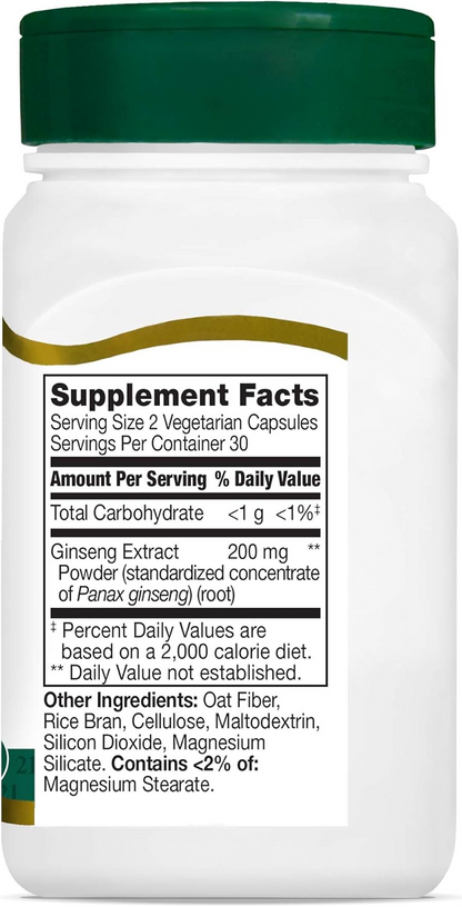 21st Century Ginseng Extract Veg Capsules, 60Count