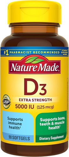 Nature made Extra Strength Vitamin D3 5000 IU ( 125mcg), 90 softgels Nature Made