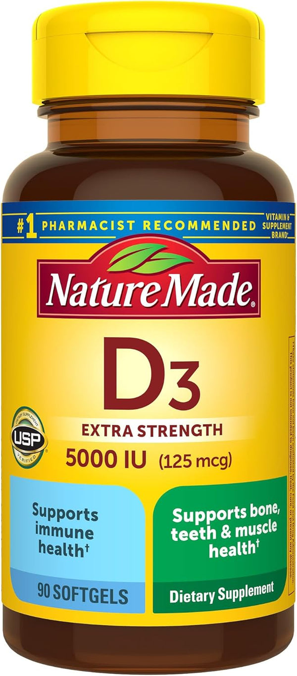 Nature made Extra Strength Vitamin D3 5000 IU ( 125mcg), 90 softgels Nature Made