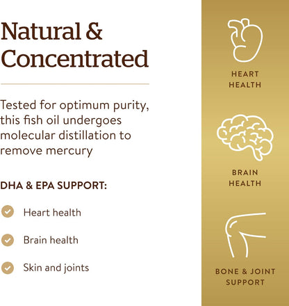 Omega-3 Fish Oil Concentrate, 240 Softgels - Support for Cardiovascular, Joint & Brain Health - Contains EPA & DHA Fatty Acids - Non GMO, Gluten/ Dairy Free - 120 Servings