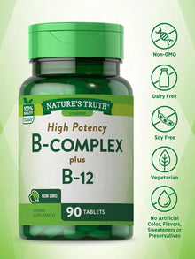 Nature's Truth Vitamin B Complex | Plus B12 | 90 Tablets | Vegetarian, Non-GMO & Gluten Free Nature's Truth