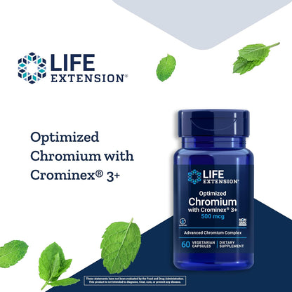 Life Extension Optimized Chromium with Crominex 3+ 500 mcg, 60 Vegetarian Capsules