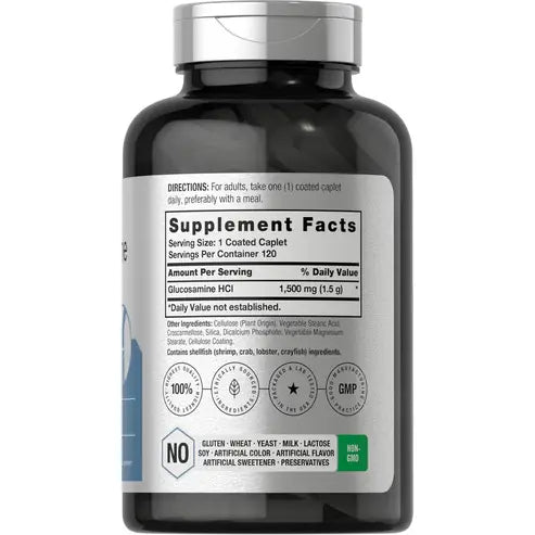 Horbäach Glucosamine HCl | 1500mg | 120 Caplets | Non-GMO and Gluten Free Supplement