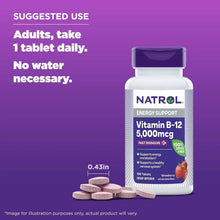 Natrol Vitamin B12 Fast Dissolve Tablets, Promotes Energy, Supports a Healthy Nervous System, Maximum Strength, Strawberry Flavor, 5,000mcg, 100 Ct Natrol