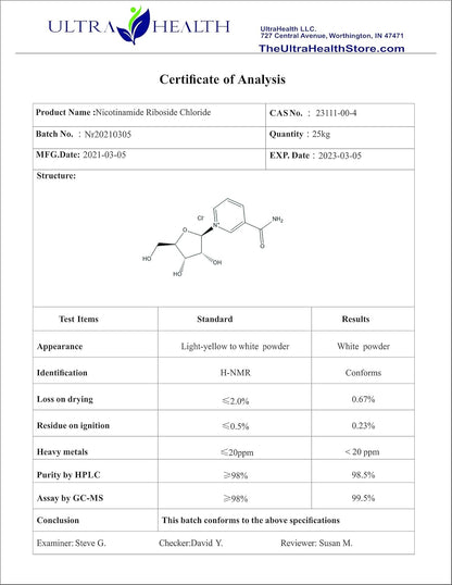 UltraHealth NR (nicotinamide riboside) ENTERIC - High Purity NAD+ Supplement.