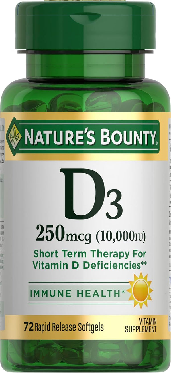 Nature's Bounty vitamin D3, 250mcg (10,000IU) - 72 rapid release softgels Nature's Bounty