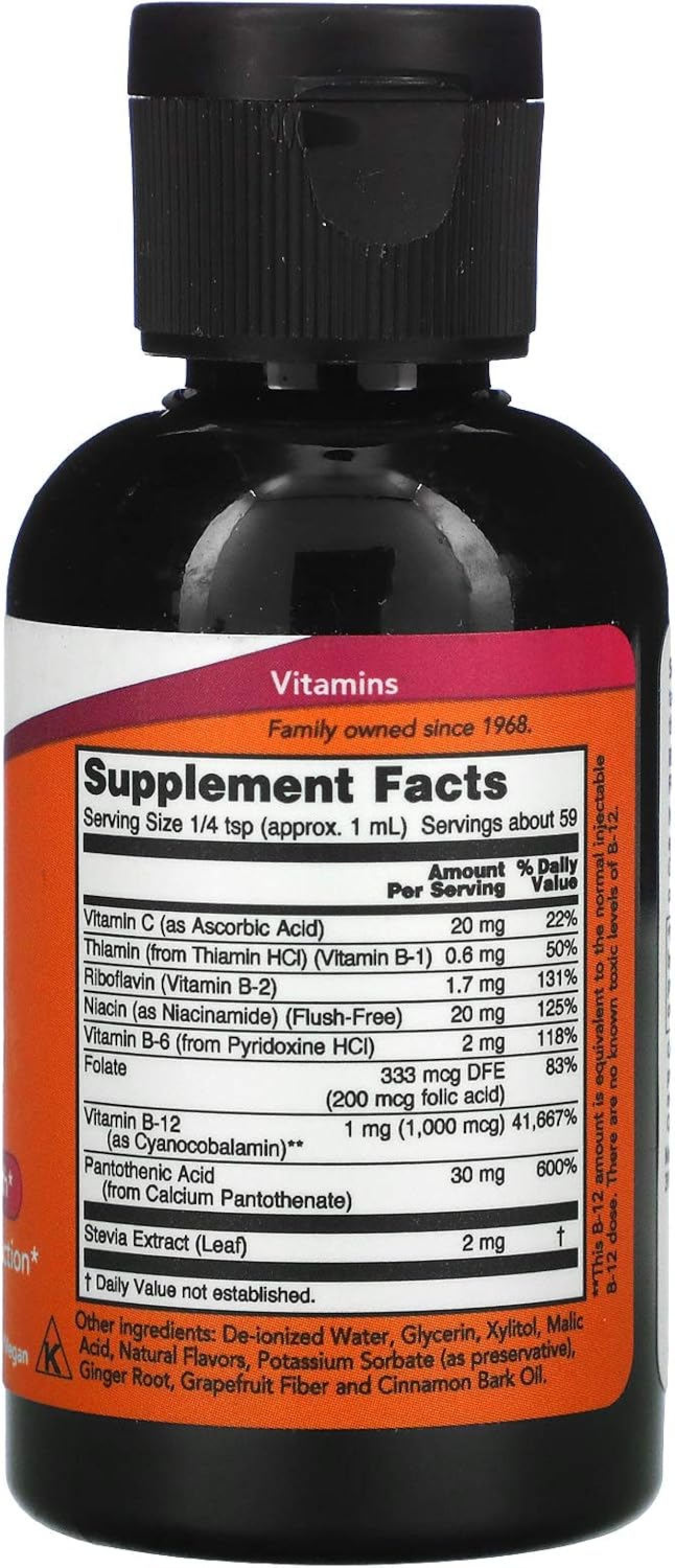 NOW Foods, Liquid B-12, B-Complex, 2 fl oz (59 ml)