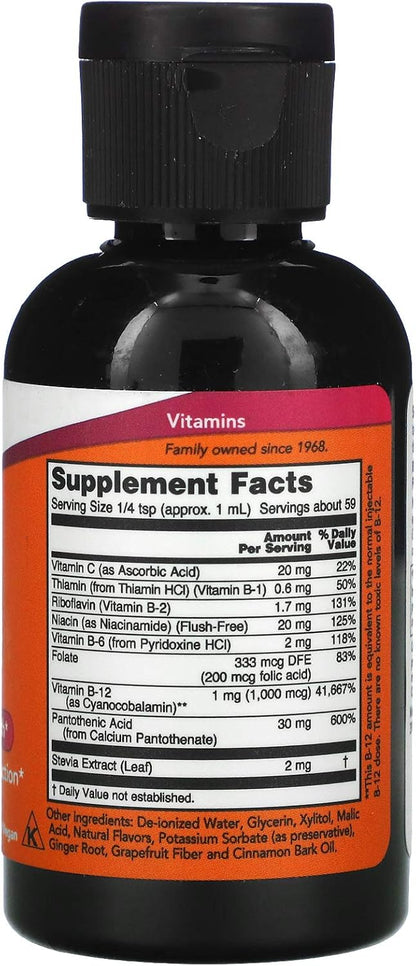 NOW Foods, Liquid B-12, B-Complex, 2 fl oz (59 ml)