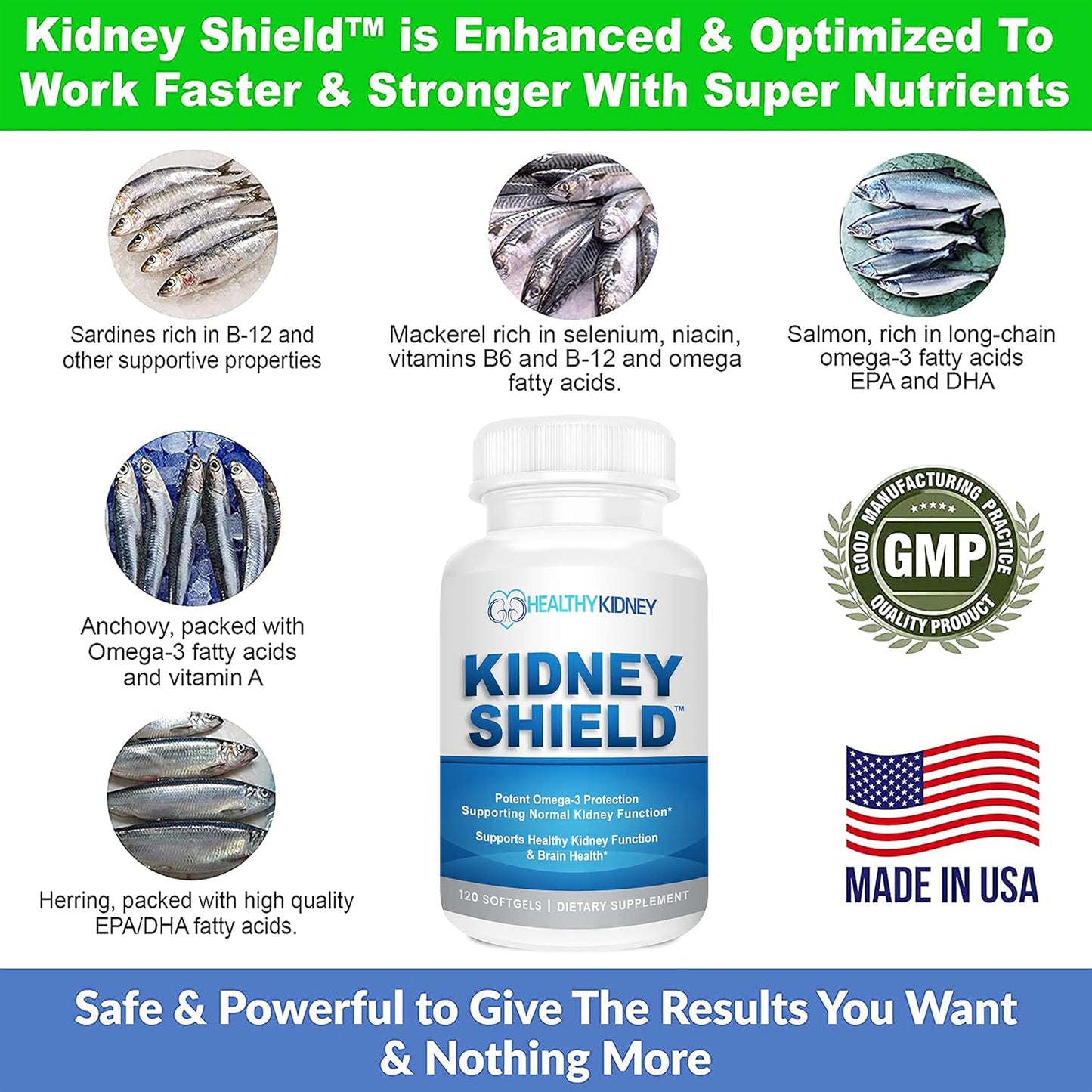 Kidney Shield 120 Caps Kidney Supplement to Support Normal Kidney Function and Support Kidney Health for Kidney Cleanse Omega 3