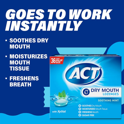 ACT Dry Mouth Lozenges With Xylitol, Soothing Mint, 36 Count