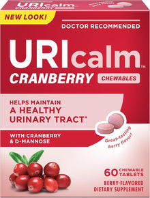 URIcalm Cranberry Urinary Tract Health Supplement, Chewable, Berry Flavor, 40 Count URIcalm