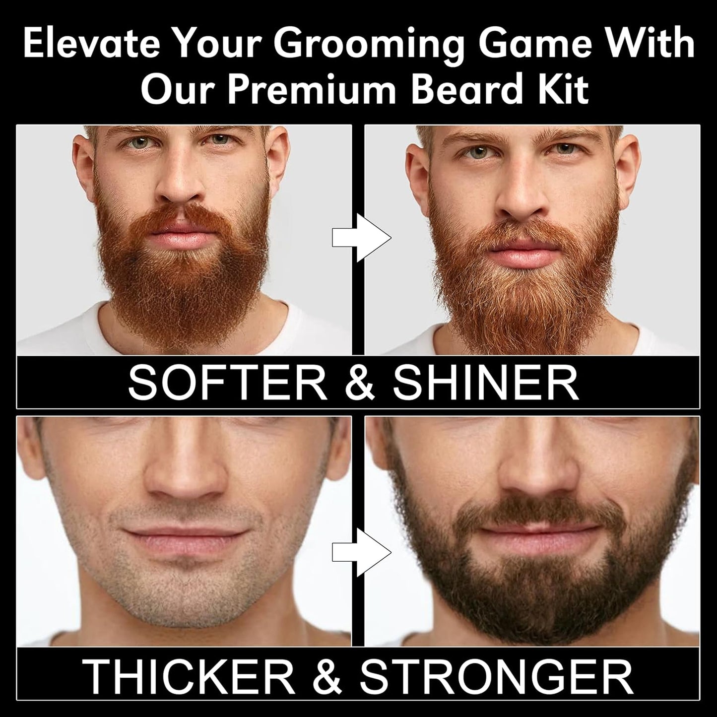 Upgraded Beard Grooming Kit w/Beard Conditioner, Beard Oil, Beard Balm, Beard Brush, Beard Shampoo/Wash, Beard Comb, Beard Scissors, Storage Bag, Beard E-Book, Beard Growth Care Gifts for Men