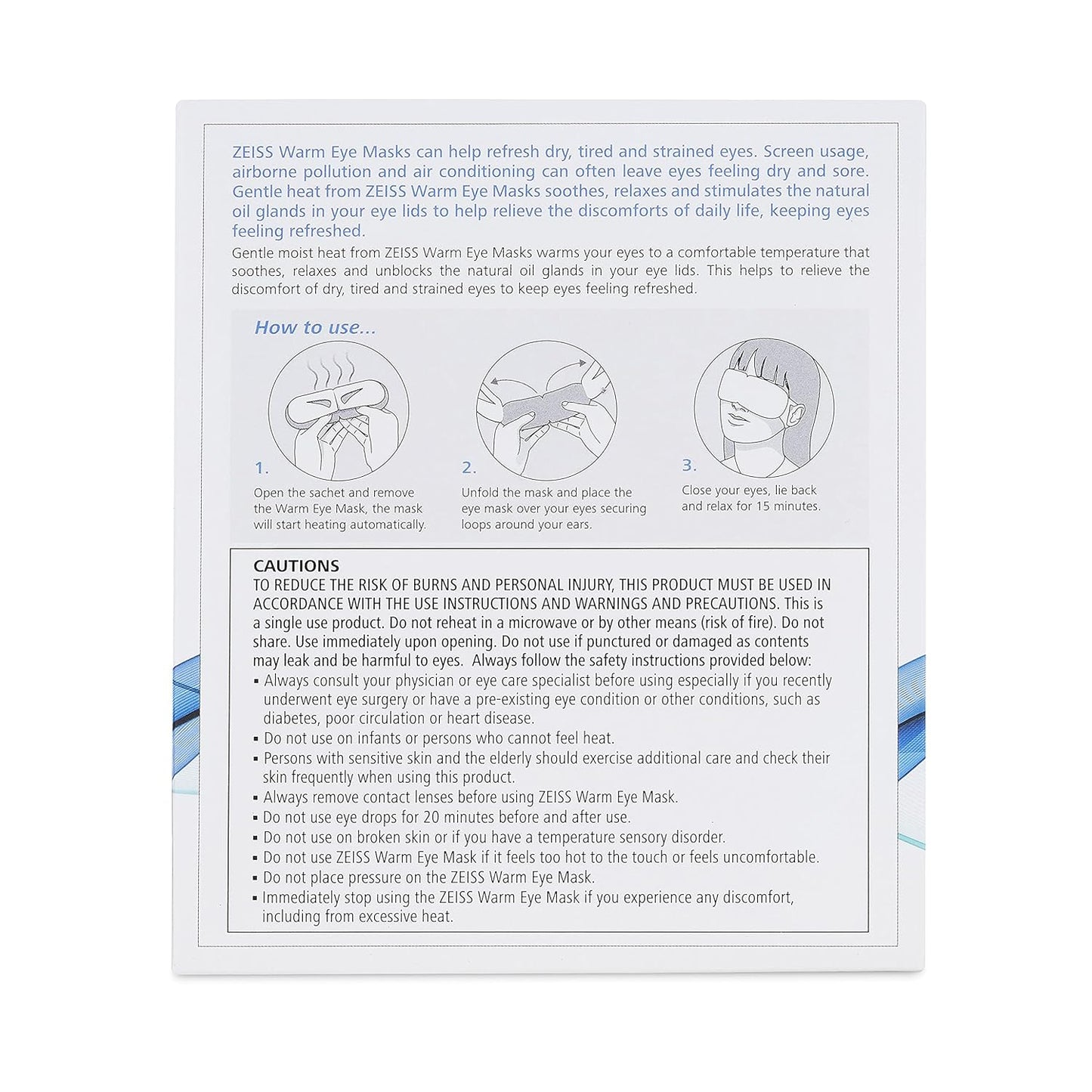 Zeiss Warm Eye Masks, 10 Count for Dry Eye Relief - Unscented