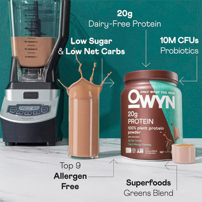 OWYN Only What You Need Plant-Based Protein Powder, Dark Chocolate,