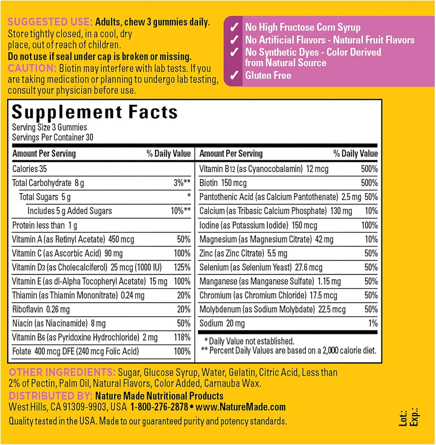 Nature Made Advanced Multivitamin Gummies for Her with Magnesium Citrate, Calcium & All 8 B Vitamins, Multivitamin for Women, 90 Gummies, 30 Day Supply