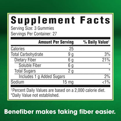 Benefiber Fiber Supplement Gummies for Digestive Health, Assorted Fruit Flavor - 81 Count