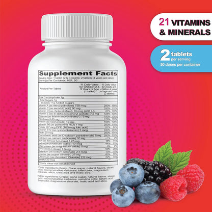 Lifeable Multivitamin & Multimineral with Iron Chewables for Kids – Vegetarian – Gluten Free Vegetarian – Great Tasting - Natural Flavored Pectin Chews with Vitamins A, B, C, D & E – 150 Count