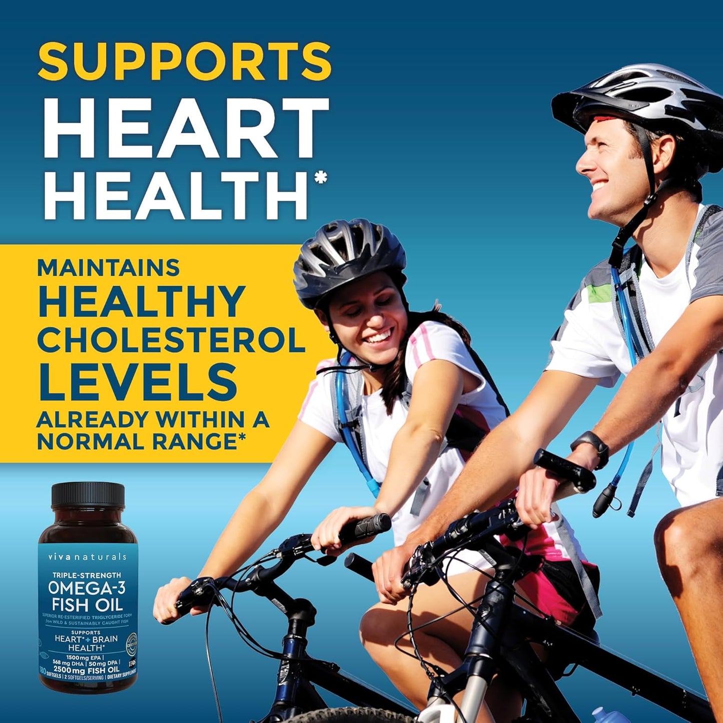 Viva Naturals EPA DHA Omega 3 Supplement, Triple-Strength Wild Caught Fish Oil Pills, Supports Heart and Brain Health, 2000 mg Omega 3 Fatty Acids per Serving Including EPA and DHA, 90 Softgels