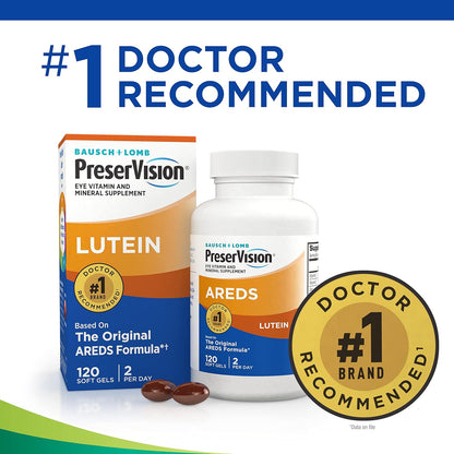PreserVision AREDS Lutein Eye Vitamin & Mineral Supplement, Beta-Carotene Free, Soft Gels, 120 ct