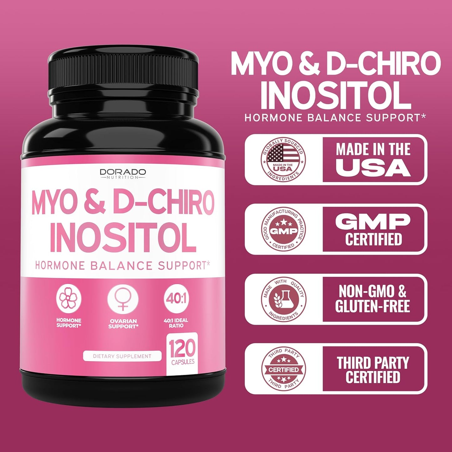 Myo-Inositol & D-Chiro Inositol Supplement - 120 Count