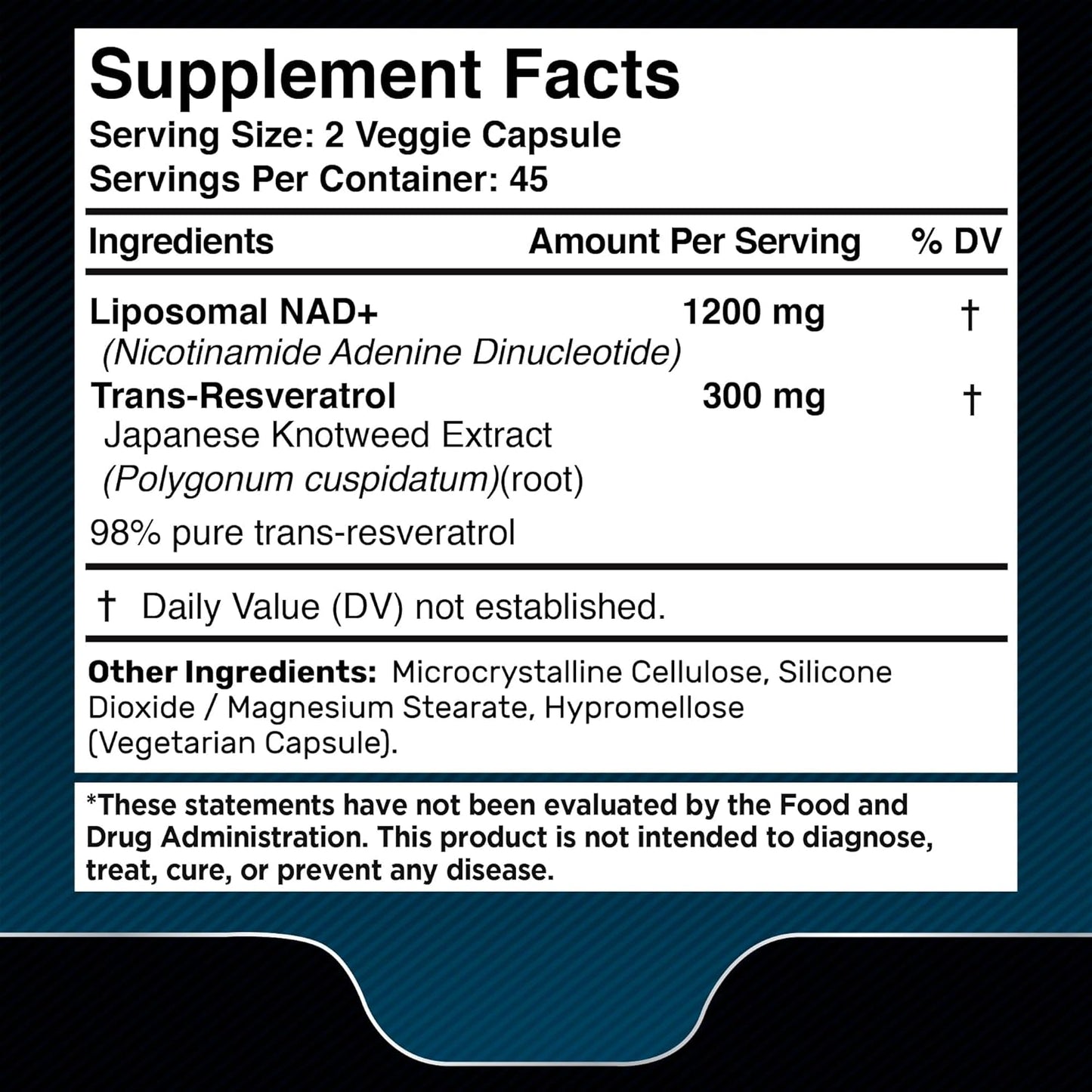 Wellness Labsrx NAD+ Supplement 1500mg with Resveratrol, 90 caps