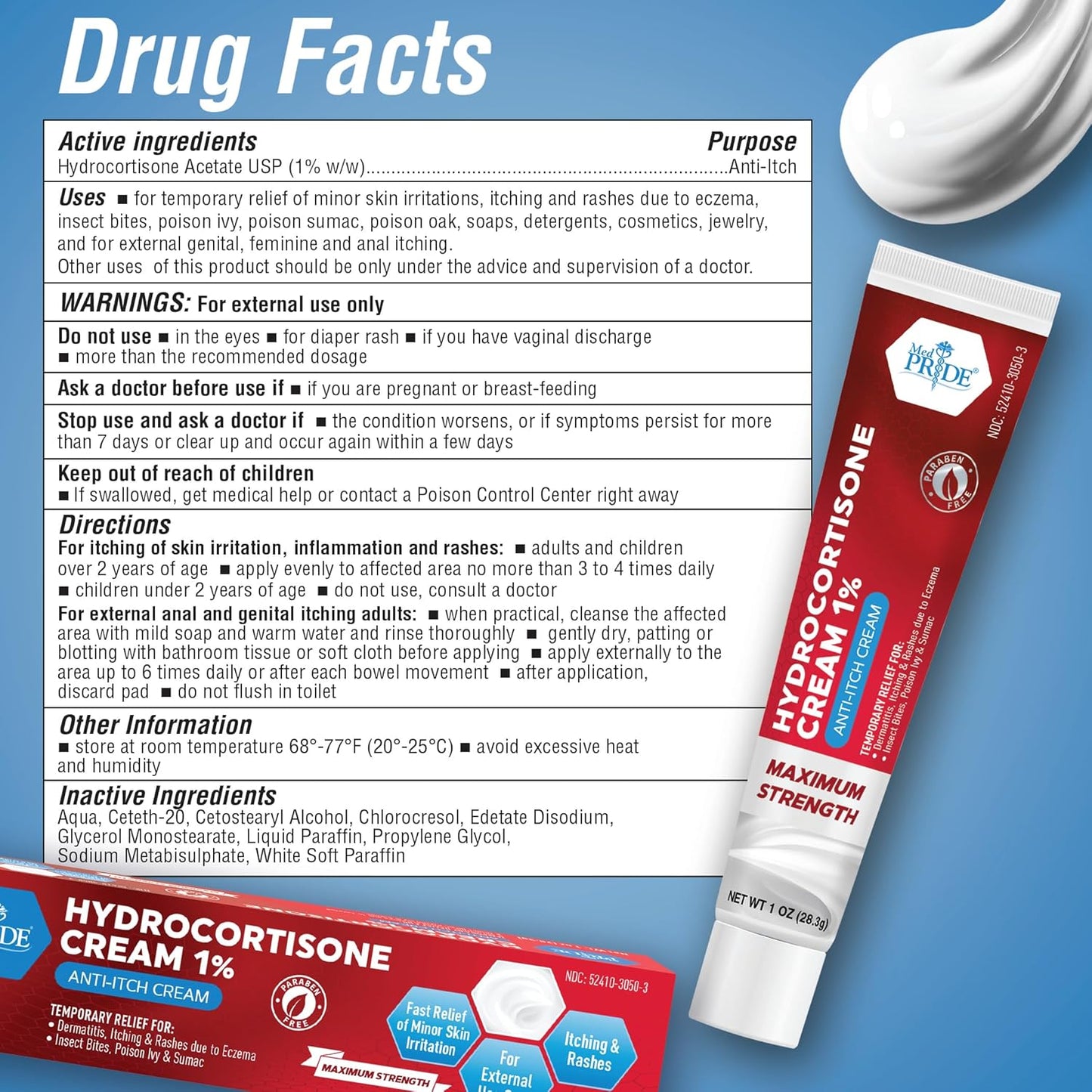 MED Pride Hydro Cortisone Cream 1% 1 oz.