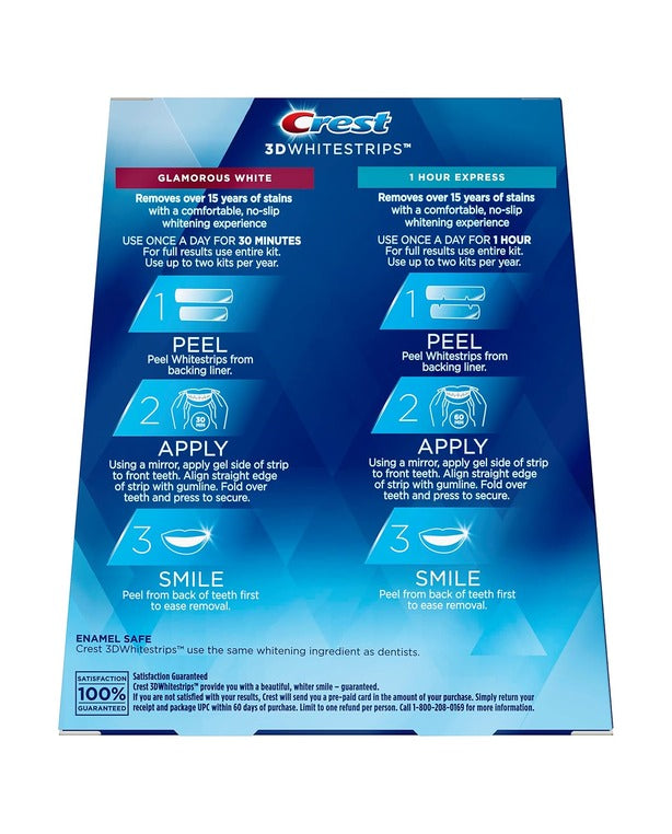 Crest 3D Whitestrips, Glamorous White, Teeth Whitening Strip Kit, 32 Strips (16 Count Pack) -Packaging may vary