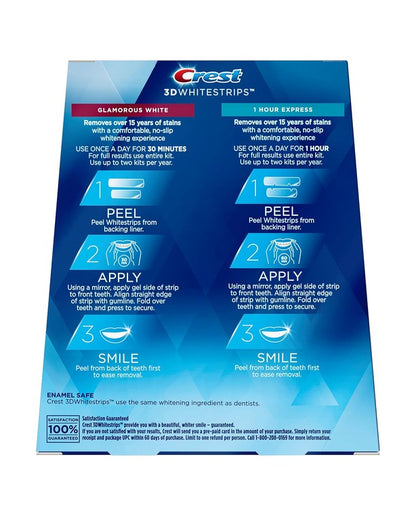 Crest 3D Whitestrips, Glamorous White, Teeth Whitening Strip Kit, 32 Strips (16 Count Pack) -Packaging may vary