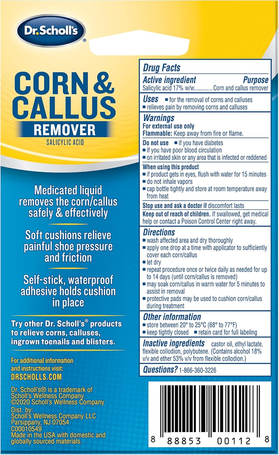 Dr. Scholl's Liquid Corn and Callus Remover to  Remove Corns and Calluses Fast, 3oz