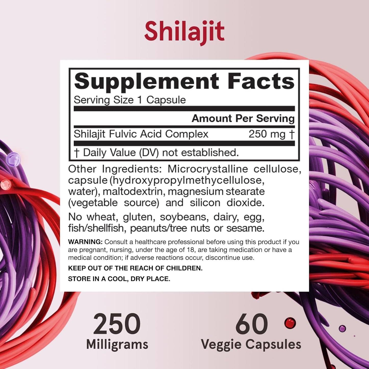 Jarrow Formulas® Shilajit 250 mg, Dietary Supplement, 60 Veggie Capsules