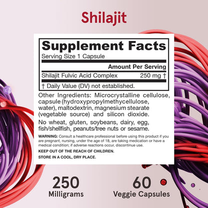 Jarrow Formulas® Shilajit 250 mg, Dietary Supplement, 60 Veggie Capsules