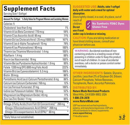 Nature Made Prenatal with Folic Acid + DHA, 110 Softgels