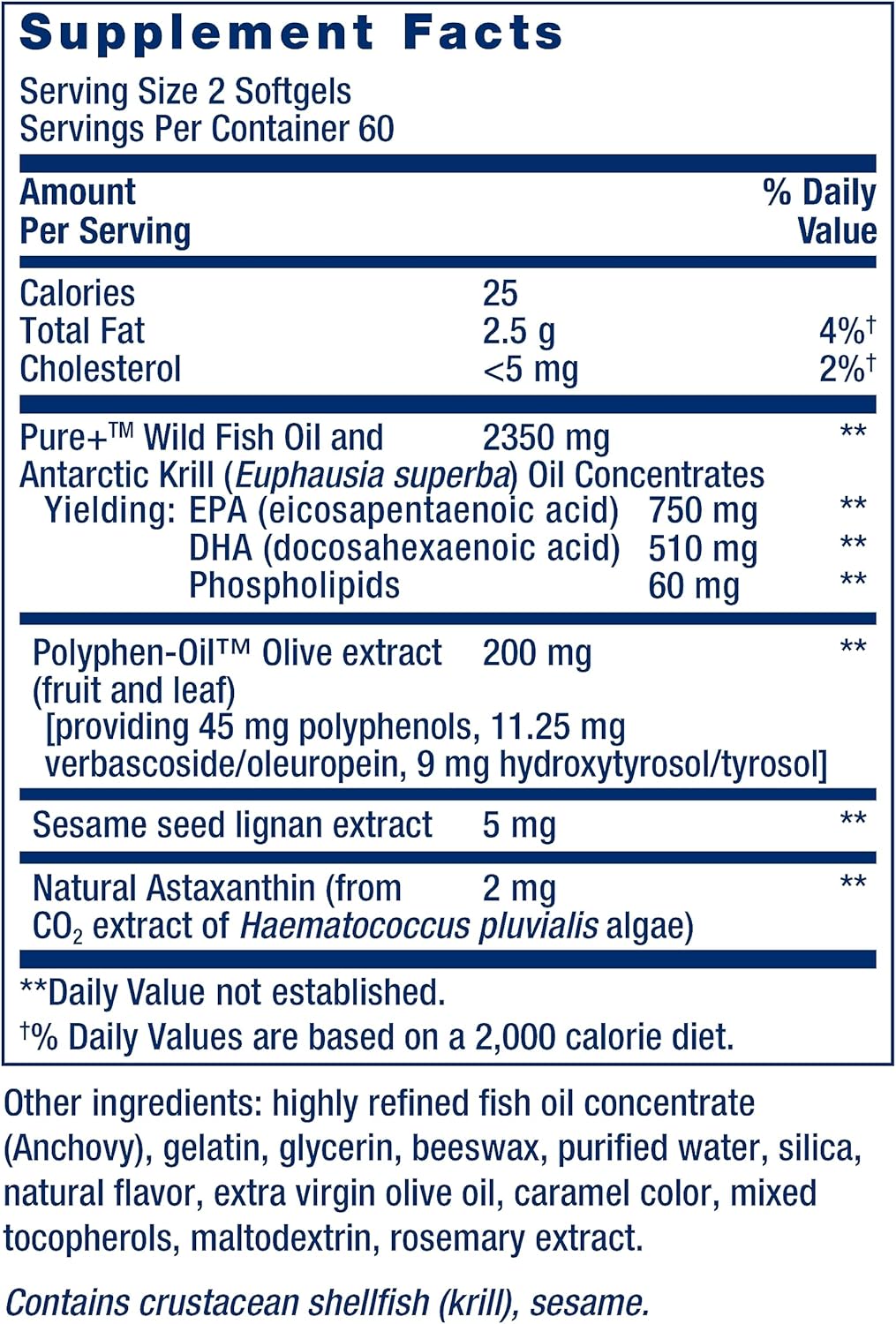 Life Extension Super Omega-3 (Fish Oil) Plus EPA/DHA With Sesame Lignans, Olive Extract, Krill and Astaxanthin (Packaging May Vary), Lemon, 120 Count