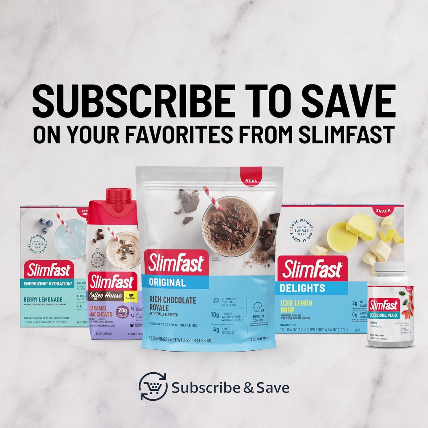 SlimFast Meal Replacement Powder, Original French Vanilla, 10g of Protein, 22 Servings, 20.2 oz