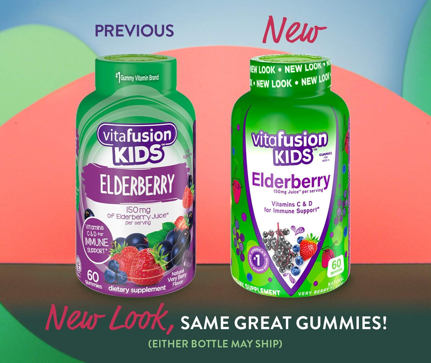 Vitafusion Kids Elderberry Gummy Vitamins, Delicious Immune Support Gummies for Kids, 60Ct